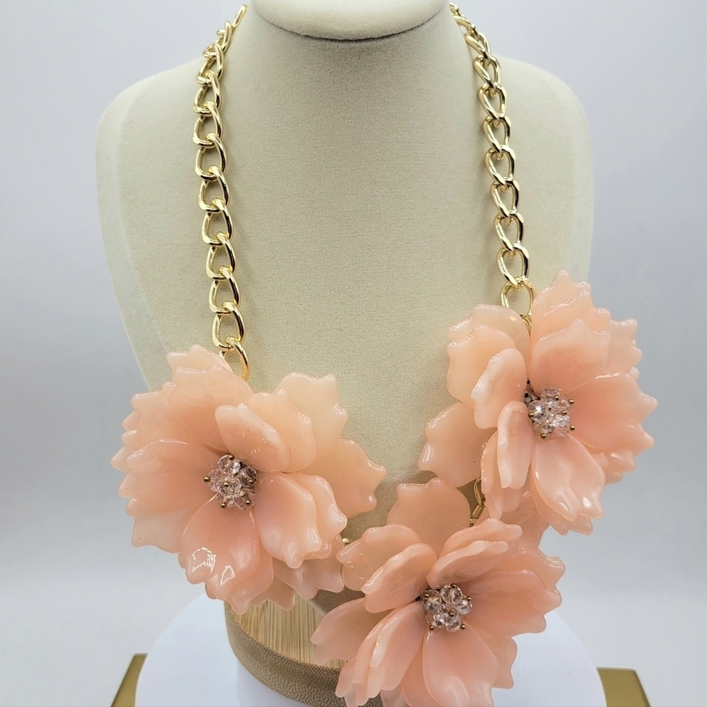 Floral Goldtone Chain Necklace